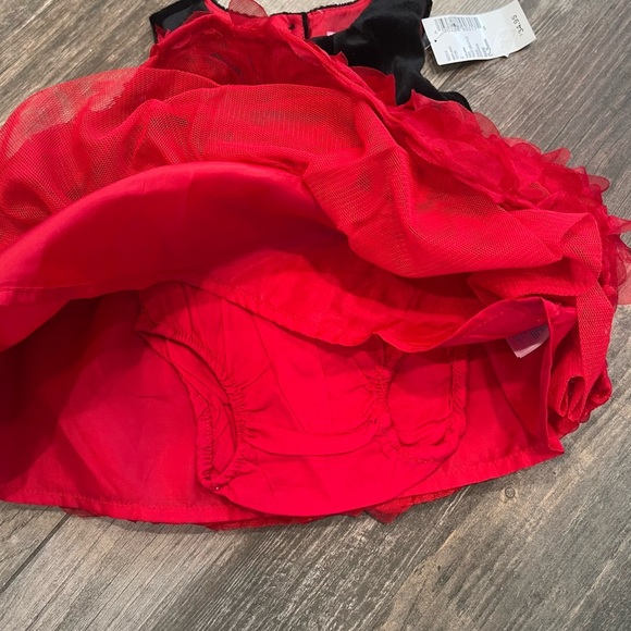 The Children’s Place TCP Black Velvet W/red Mesh Roses Dress 0-3 Months NWT - Picture 3 of 4